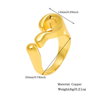 Detailed dimension guide for golden copper ring showing 10mm width and 20mm diameter