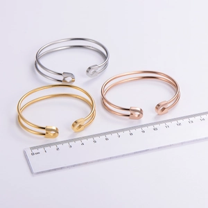 Minimalist 304 stainless steel safety pin bracelets in gold, silver and rose gold finishes