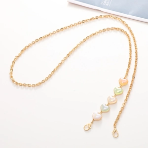 Golden heart crossbody chain strap with colorful pastel charms and lobster clasps