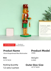 Detail view of 35cm gingerbread nutcracker ornament with green wavy base for Christmas decor