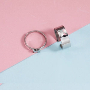 304 Stainless Steel Butterfly Rings Hollow Out Open Adjustable Mirror Polishing INS Style Fashion Jewelry Silver Color