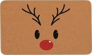 Detail of Christmas reindeer doormat with non-slip texture and festive cartoon design