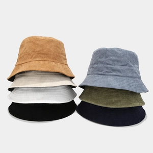 Multi-color corduroy bucket hats for men and women showing retro minimalist style