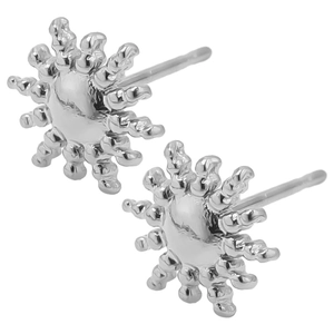 Detailed view of sun-shaped 304 stainless steel stud earrings with starburst design