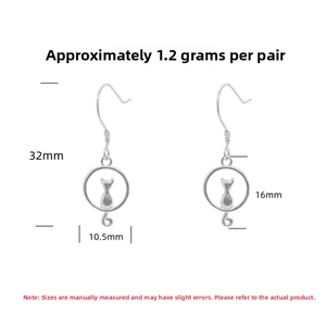 Detailed dimensions of S925 sterling silver moon cat earrings with 32mm length measurement