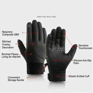 Winter thermal cycling gloves with touchscreen fingertips and non-slip silicone palms