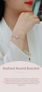 Detailed close-up of a 925 sterling silver minimalist bracelet with round claw-set zircons