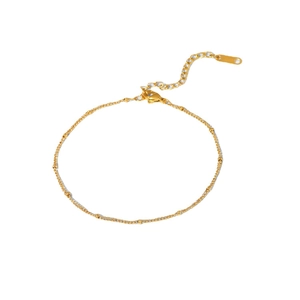 Cavigliera classica in acciaio al titanio placcato oro 18K con perline delicate