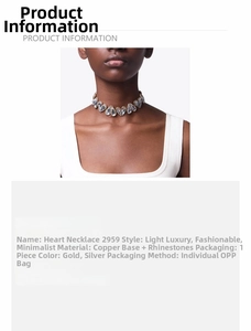 Detailed close-up of luxury heart rhinestone choker necklace in gold and silver finish