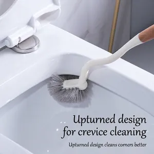 Brosse de toilette japonaise à long manche en chêne pour nettoyage d'angle profond