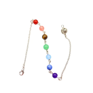 7 Chakra stone yoga bracelet with silver hollow bead and colorful healing beads