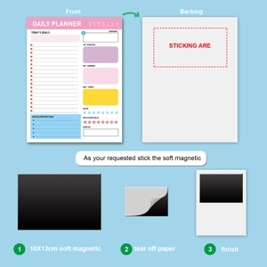 Macro detail of daily planner soft magnetic strip installation and functional layout