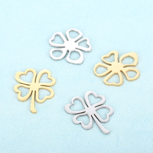 Hollow Four Leaf Clover Flower Pendants Stainless Steel DIY Jewelry Accessories For Necklace Earrings Making