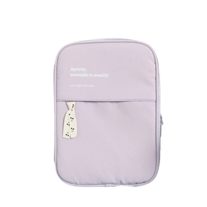 Shockproof light purple canvas laptop sleeve with aesthetic cherry ribbon for 11-13 inch iPad