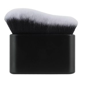 Oversized wavy foundation brush with dual-tone bristles and flat matte black handle