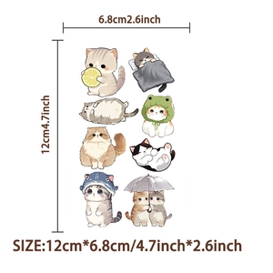 Waterproof temporary tattoo sheet with 8 cute watercolor cartoon cats for kids parties