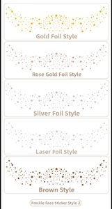 Detailed sheet of metallic freckle face stickers in gold, silver, and rose gold styles