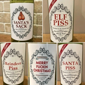 Étiquettes de bouteille de Noël amusantes avec blagues originales et designs humoristiques