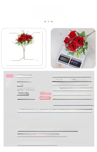 Tabla de tallas detallada para ramo de rosas artificiales de 26cm con dimensiones