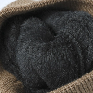 Winter knit beanie with thick warm fleece lining for cold weather outdoor protection
