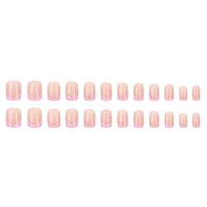 Lot de 24 faux ongles carrés avec pointes French rose nude et finition brillante