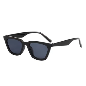 Classic black square cat eye sunglasses with dark polarized lenses in a 45-degree view