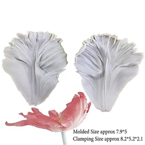 Tulip petal silicone mold set with realistic vein texture for fondant and clay crafts