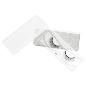 Professional 3D faux mink false eyelashes style #100 with glitter base in clear packaging