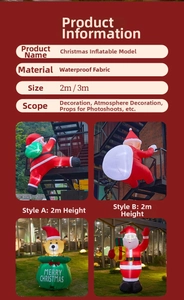 Macro view of waterproof fabric texture and detailed seams of inflatable Christmas model