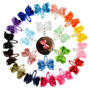 Grosgrain Ribbon Bow Hair Clips Handmade Solid Color Wrapped Snap Clips For Kids Girls Toddler Hair Accessories Fashion