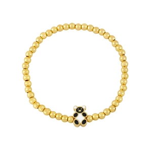 Chic golden beaded bracelet featuring a cute panda charm for women and girls