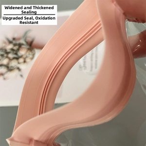 Macro detail of thickened pink EVA jewelry bag showing reinforced wide sealing track