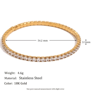 18K gold-plated stainless steel tennis bracelet with sparkling cubic zirconia stones
