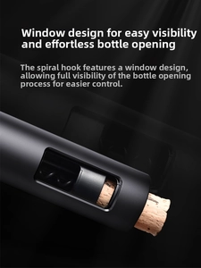 Close-up of visual window on manual wine opener showing cork removal process