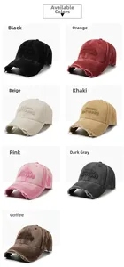 Detailed grid view showcasing various colors of washed vintage embroidery baseball caps
