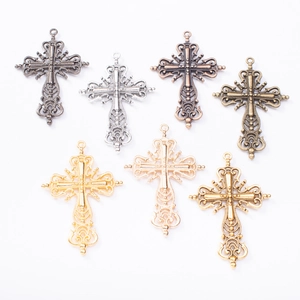 Pendenti a croce in lega di zinco in vari colori metallici per la creazione di gioielli fai da te