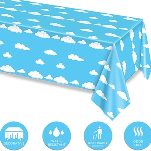 Blue sky and white cloud disposable waterproof party tablecloth for kids birthday events
