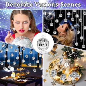Silver mirror disco ball ornament detail showing versatile party and holiday decoration scenes