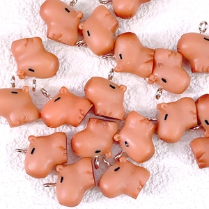 Cute brown resin capybara pendants with metal loops for DIY jewelry and keychains