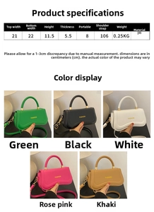 Detailed dimension chart for minimalist PU leather crossbody bag in five stylish colors