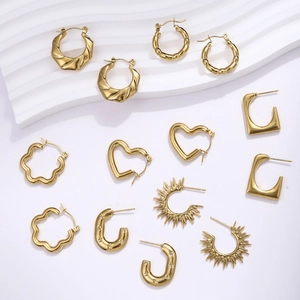 Elegant 18K gold plated titanium steel heart and cloud drop earrings for women