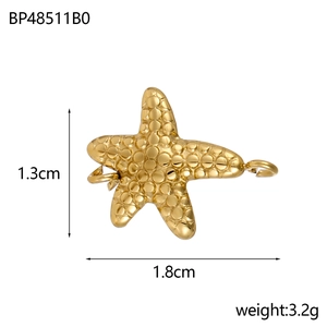 Pendentif étoile de mer dorée avec texture pointillée pour création de bijoux DIY