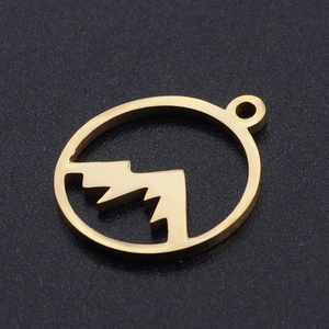 Golden stainless steel mountain peak pendant with circular cut-out design for DIY jewelry