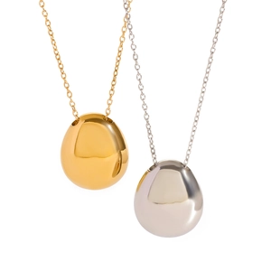 Elegant gold and silver egg-shaped pendant necklaces with polished stainless steel finish