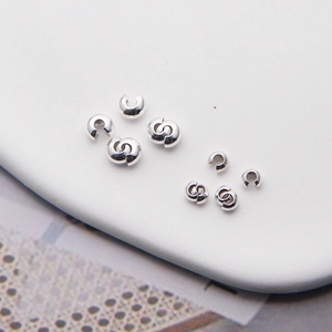 S925 Sterling Silber offene Crimpperlen-Abdeckungen für DIY Schmuckherstellung