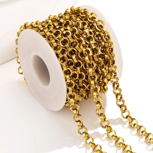6mm goldene Edelstahlkette auf Spule für DIY-Schmuck und Taschenzubehör