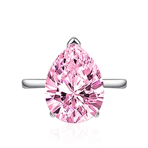 Elegant pear-cut pink gemstone ring in white gold finish with adjustable open band