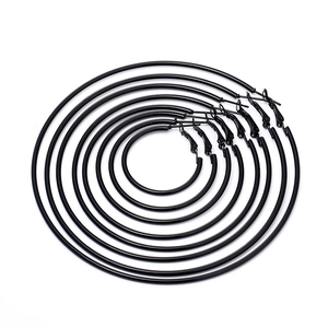 Set of 6 pairs minimalist matte black hoop earrings in various sizes for women
