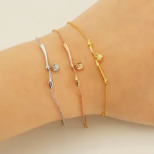Bracelet Pendentif Coeur En Acier Inoxydable Plaqué Or 18K Barre Courbe Bijoux De Mode Minimaliste Pour Femmes