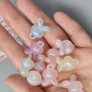 Luminous macaron rabbit charms with pearl luster and hanging holes for DIY jewelry crafts